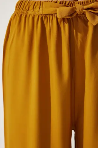 Women Mustard Summer Viscose Palazzo Pants EN00610-Mustard - 5