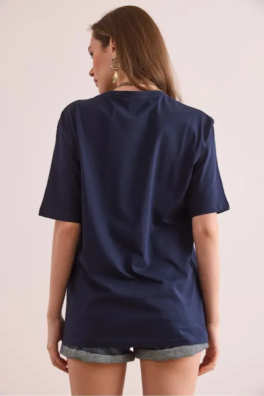 Women Navy Blue Eye Printed T-Shirt TSH-19000817-Lac - 2