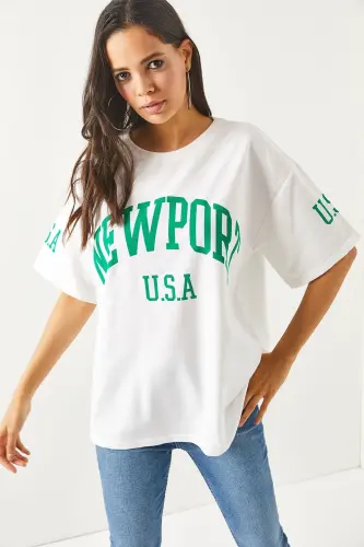 Women Newport White Front Back Printed 2 Thread Unisex - OLALOOK (1)