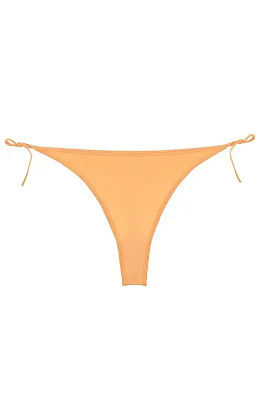 Women Orange Side Tie 2-Piece Thong Slip - 3
