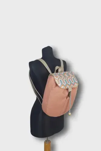 Women Pink Geometric Handmade Backpack-PinkGeometric - AYŞE TEYZE'NIN ÇANTALARI (1)