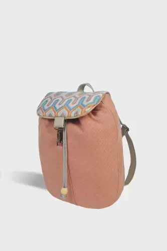 Women Pink Geometric Handmade Backpack-PinkGeometric - 6