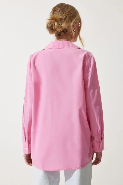 Women Pink Premium Flower Brooch Detailed Shirt UL00 - 7