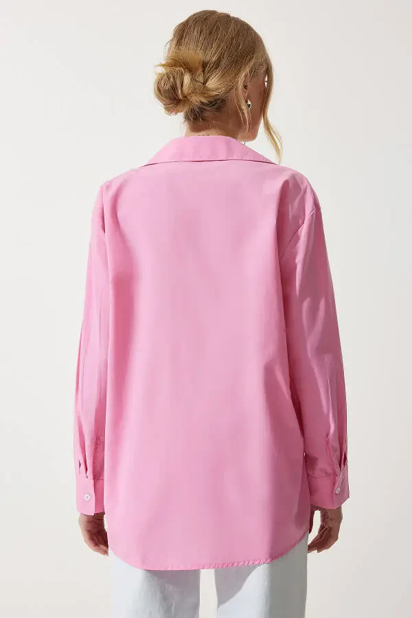 Women Pink Premium Flower Brooch Detailed Shirt UL00 - 7