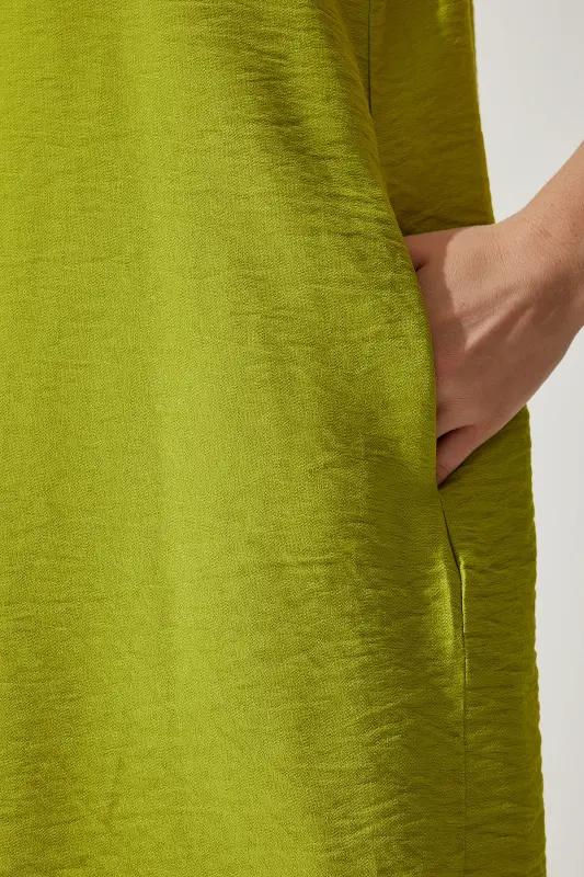 Women Pistachio Green Sleeveless Linen Viscose Bell Dress JH00005-Pistachio Green - 7