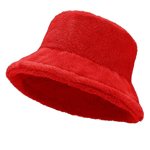 Women Plush Fluffy Bucket Hat Warm Lining Winter Faux Fur Cozy Wide Brim Winter - 1