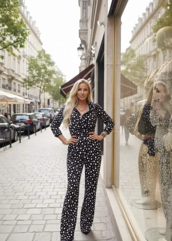 Women Polka Dot Detailed Velvet Fabric Cardigan Pants Two Piece Set - BÜYÜKBEDENIZ