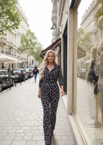 Women Polka Dot Detailed Velvet Fabric Cardigan Pants Two Piece Set - BÜYÜKBEDENIZ (1)