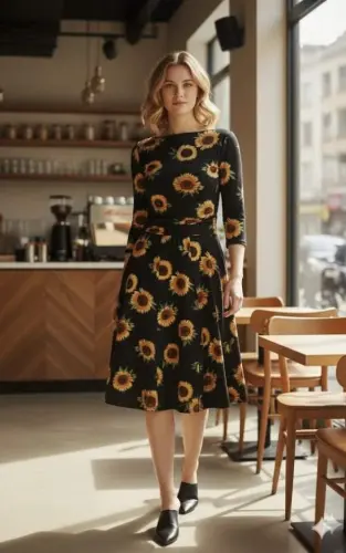 Women Poor Arm Bicycle Collar Midi Micro Dress - BÜYÜKBEDENIZ (1)