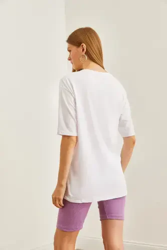 Women Purple Printed Leggings T-Shirt Set TKM-19000301-M - 7