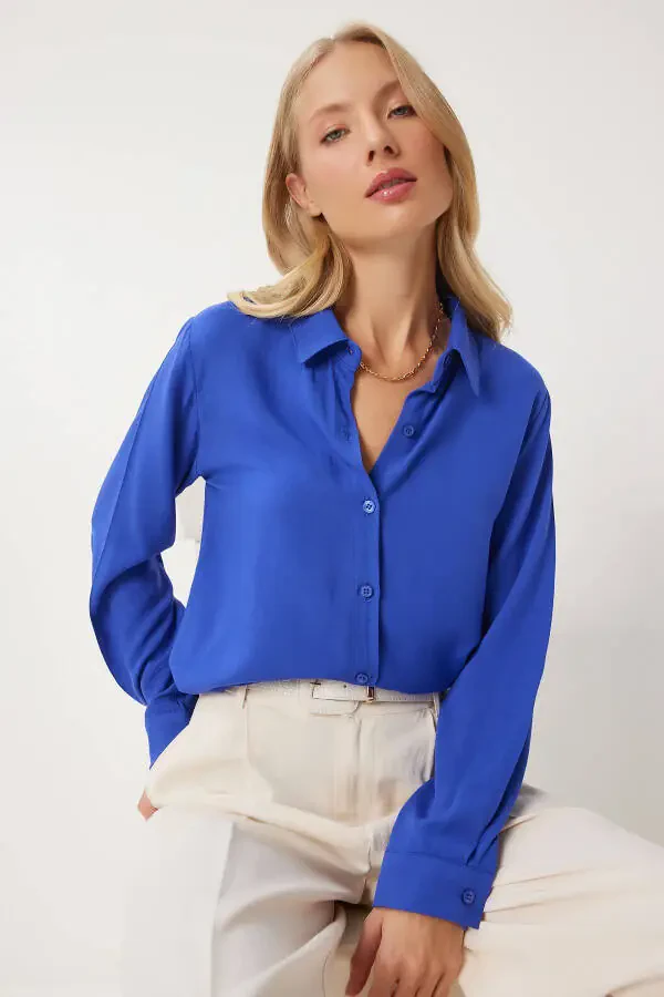 Women Purple Relaxed Fit Viscose Shirt TO00153-Purple - 1