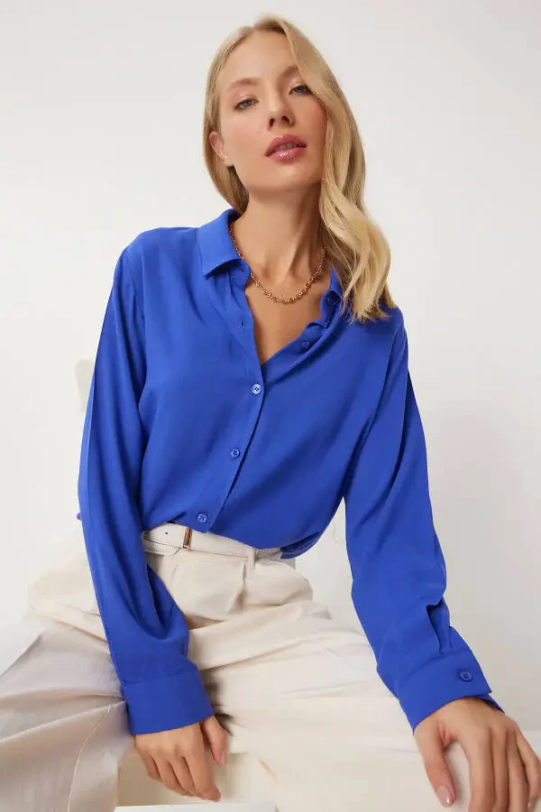 Women Purple Relaxed Fit Viscose Shirt TO00153-Purple - 2