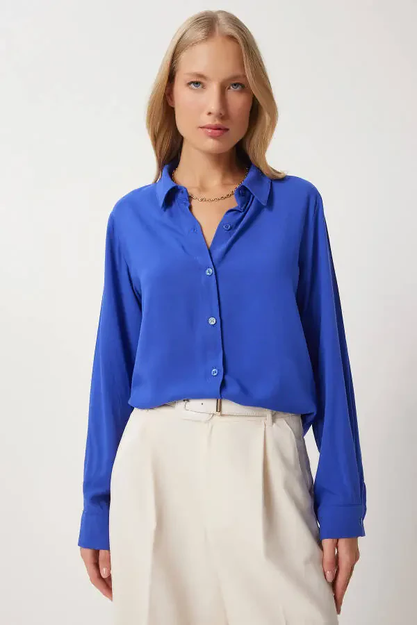 Women Purple Relaxed Fit Viscose Shirt TO00153-Purple - 3