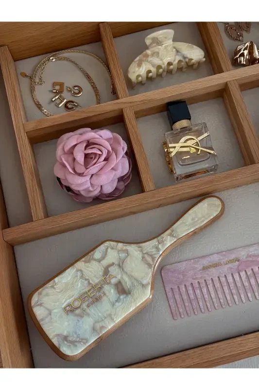 Women Roberta Lorenz Written Acetate Bamboo Hair Comb-Beige - 5