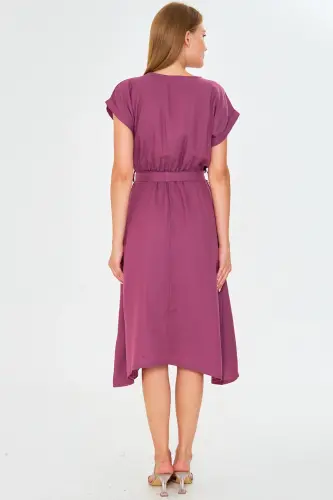 Women Rose Gold Belted Tie Waist Dress ARM-19Y001060-ROSE GOLD - 5