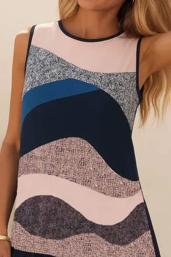 Women Sleeveless Back Tie Ruffle Leopard Print Scuba Dress - 9