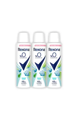 Women Spray Deodorant Ocean Fresh 0% Aluminum 48 Hours Anti-perspirant Protection 150 Ml X3 - REXONA (1)