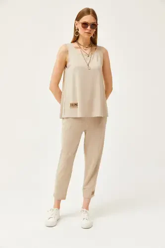 Women Stone Sleeveless Loose Blouse Set Crystal Jewelry - OLALOOK (1)