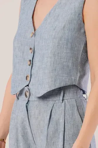 Women Vest Pants 2-Piece Set-Baby Blue - LOKADI (1)