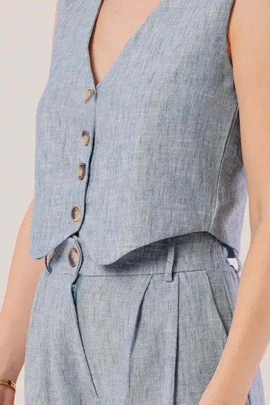Women Vest Pants 2-Piece Set-Baby Blue - 2