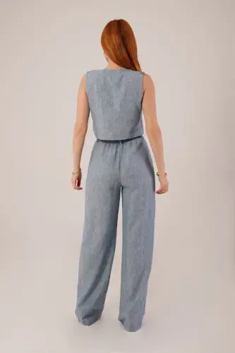 Women Vest Pants 2-Piece Set-Baby Blue - 4