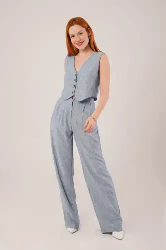 Women Vest Pants 2-Piece Set-Baby Blue - 5