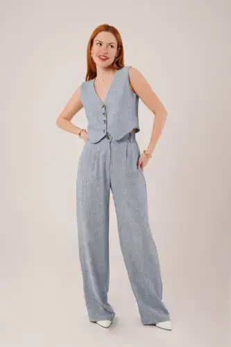 Women Vest Pants 2-Piece Set-Baby Blue - 6