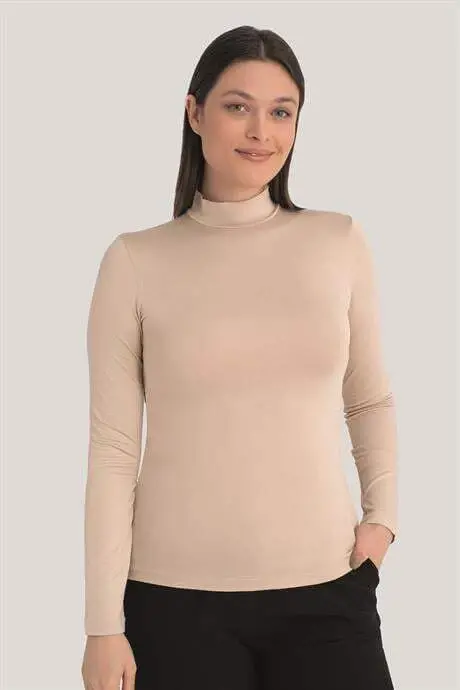 Women White Black Skin Turtleneck Long Sleeve Bodysuit 3 Pieces - 6