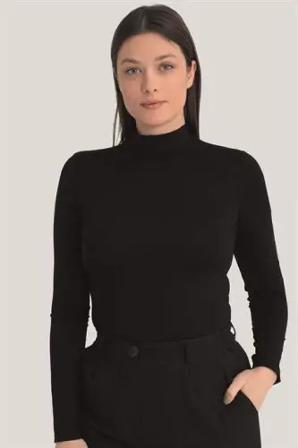 Women White - Black Turtleneck Long Sleeve Bodysuit 2-Pack - 5