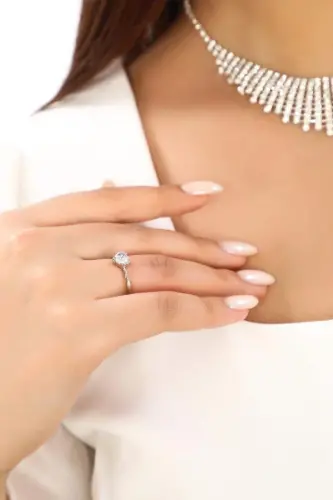 Women White Gold Color Heart Solitaire Ring - BÜYÜKBEDENIZ (1)