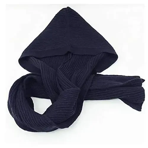 Women Winter 3 in 1 Hooded Hat Scarf Wrap Shawl Crochet Knit Pullover Neckwarmer - 7