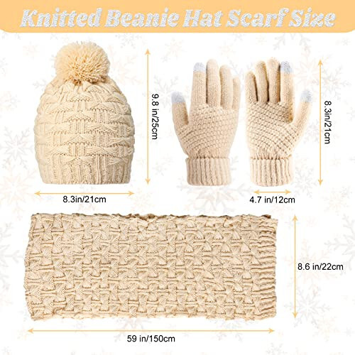 Women Winter Hats Scarf and Gloves Set for Women Including Ear Covers Cold Weather Glove Scarves Hats Knit Beanie Scarf Glove - 9