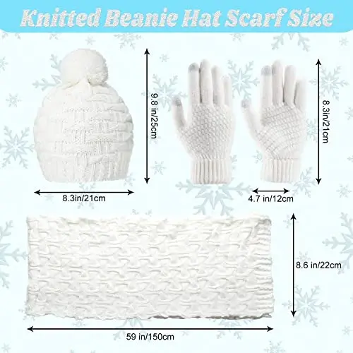 Women Winter Hats Scarf and Gloves Set for Women Including Ear Covers Cold Weather Scarves Hats Knit Beanie Scarf Glove - Modazone (1)