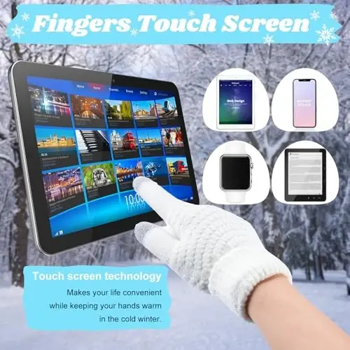 Women Winter Hats Scarf and Gloves Set for Women Including Ear Covers Cold Weather Scarves Hats Knit Beanie Scarf Glove - 5