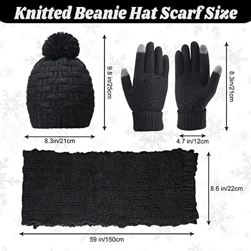 Women Winter Hats Scarf and Gloves Set for Women Including Ear Covers Cold Weather Scarves Hats Knit Beanie Scarf Glove - 2