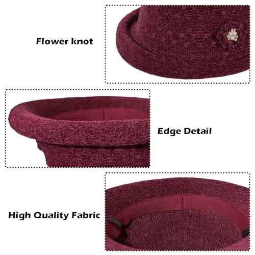 Women Winter Knit 1920s Vintage Bucket Bowler Hat Round Brim Warm Hat - 3