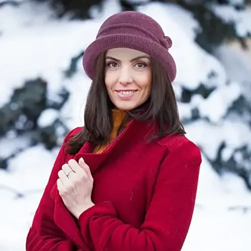 Women Winter Knit 1920s Vintage Bucket Bowler Hat Round Brim Warm Hat - 5