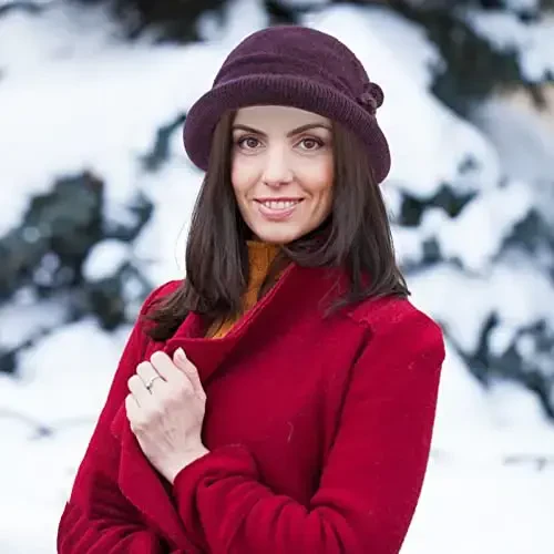 Women Winter Knit 1920s Vintage Bucket Bowler Hat Round Brim Warm Hat - 6