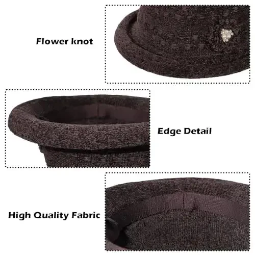 Women Winter Knit 1920s Vintage Bucket Bowler Hat Round Brim Warm Hat - 3