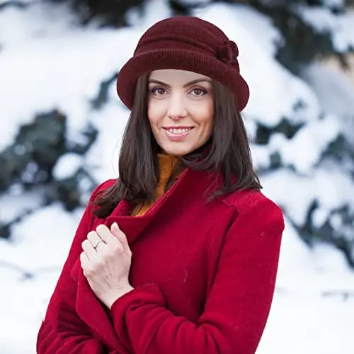 Women Winter Knit 1920s Vintage Bucket Bowler Hat Round Brim Warm Hat - 5