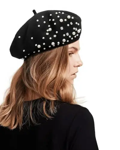 Women Wool Beret Hat, Classic French Style Artist Hat, Solid Color Chic Winter Warm Cap for Girls - 1