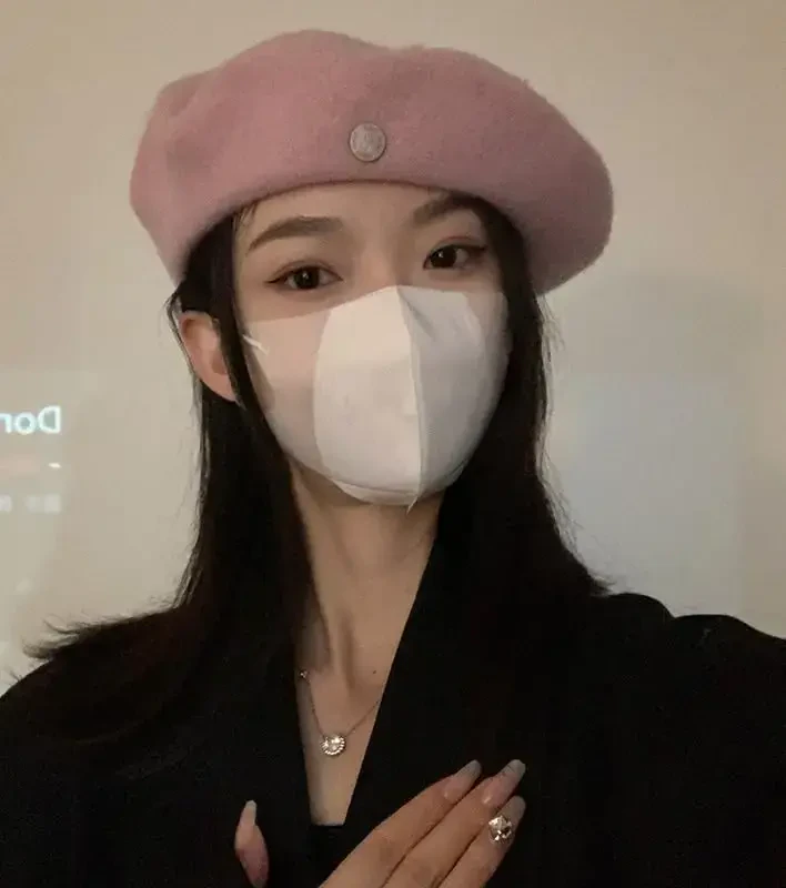 Women Wool Beret Hat Classic French Wool Hat Artist Beret Cap Winter Solid Color French Beanie Cap Hat Vintage Berets - 2