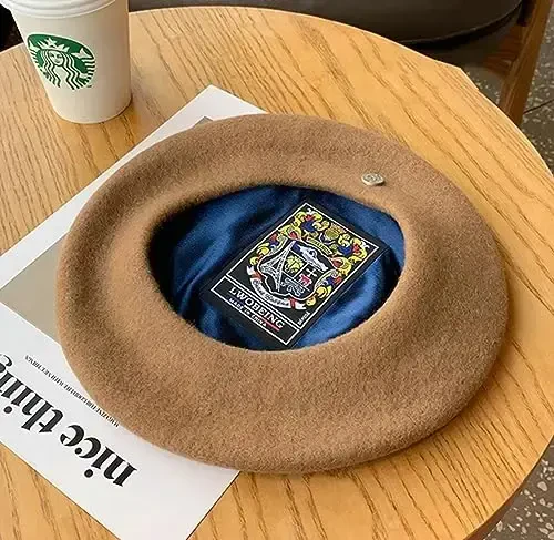 Women Wool Beret Hat Classic French Wool Hat Artist Beret Cap Winter Solid Color French Beanie Cap Hat Vintage Berets - 3