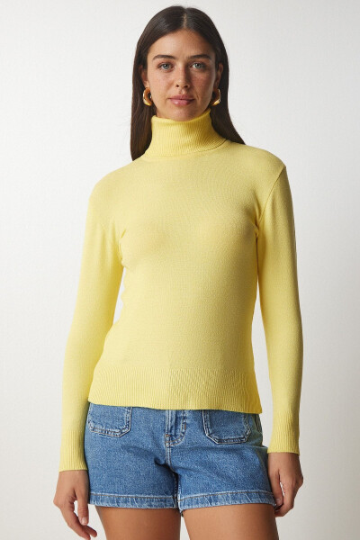Women Yellow Fisherman Collar Ribbed Knit Sweater bv0008 - 9