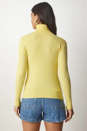 Women Yellow Fisherman Collar Ribbed Knit Sweater bv0008 - 6