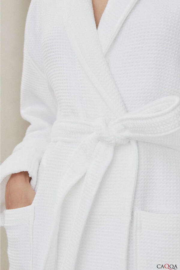 Women's 100% Cotton 4 Season White Pike Robe & Bathrobe - 11