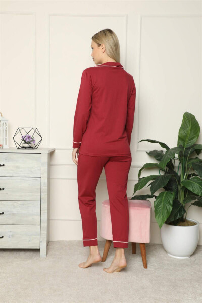 Women's 100% Cotton Knit Front Button Long Sleeve Pajama Set 2716 - 4