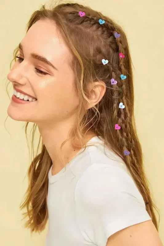 Women's 12-piece Colorful Heart Hair Accessory - colorful heart - 1