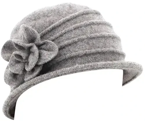 Womens 1920s Vintage Upturn Brim Wool Blend Cloche Church Hat Winter Felt Bucket Bowler Hat Crushable Foldable - 3