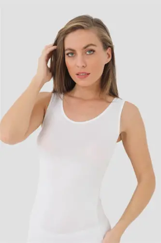 Women's 2 Pack White Bamboo Wide Strap Tank Top - 9